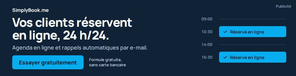 Publicité SimplyBook.me : prise de rendez-vous en ligne, formule gratuite